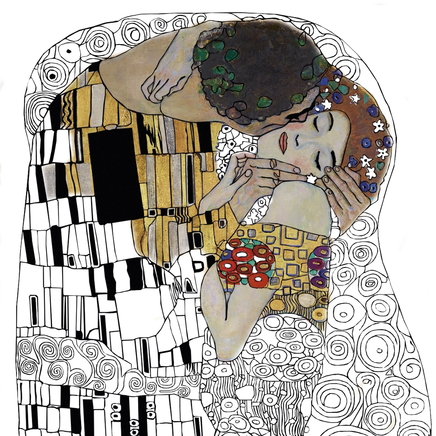 Coloring Art, Klimt, 4 motifs + folding frames