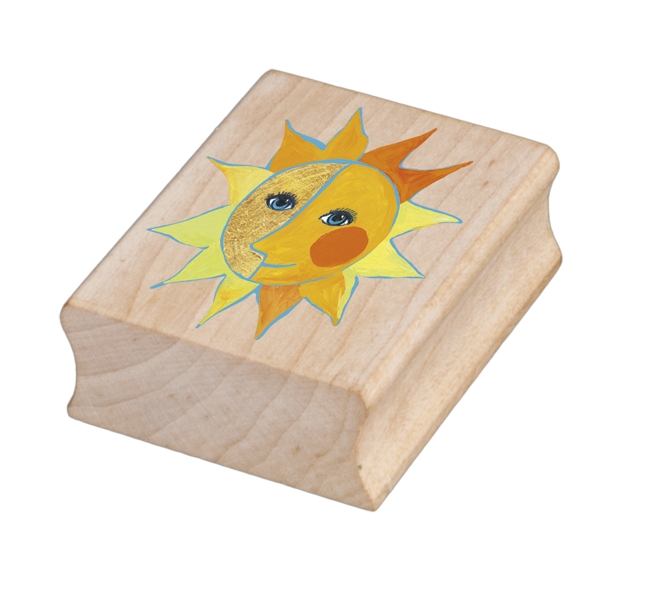 wooden rubber art stamp, Wachtmeister/The Sun