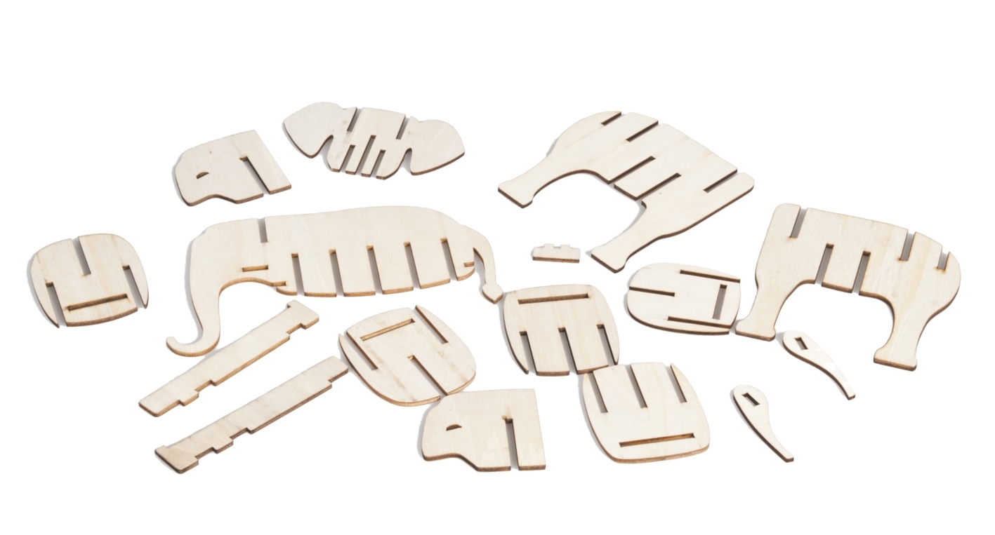 IQ-Test, 3D wooden animal puzzle, elephant