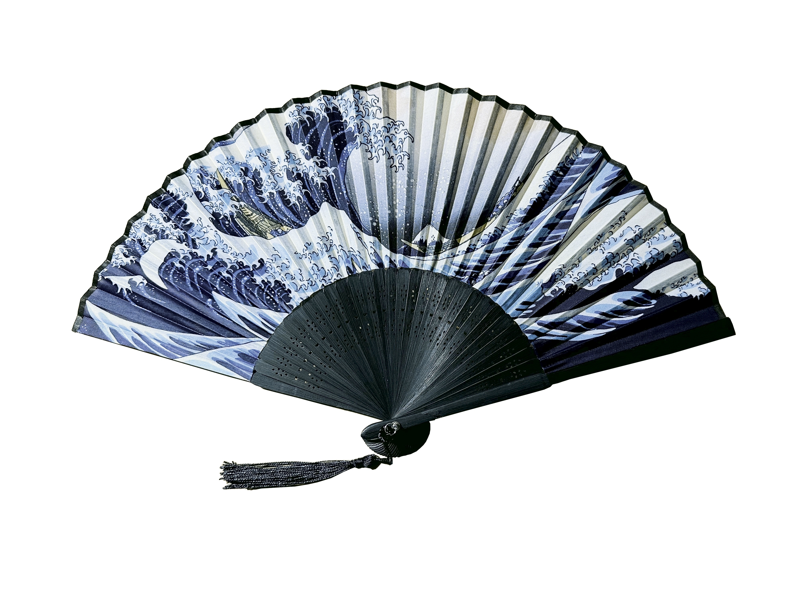 Fan, Hokusai, Wave, with bag, bamboo