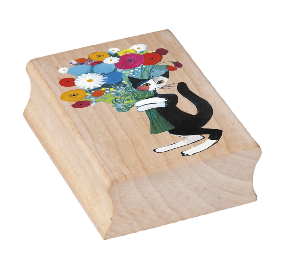 wooden rubber art stamp, Wachtmeister/For you