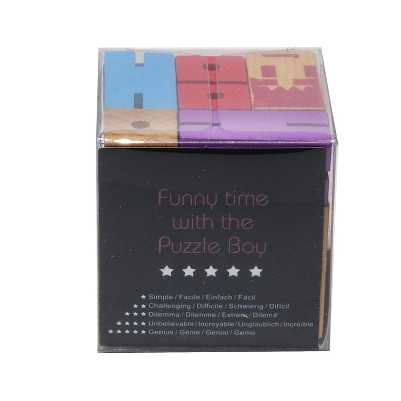 IQ-Test, Puzzle Boy 3 violet purple lightblue wood