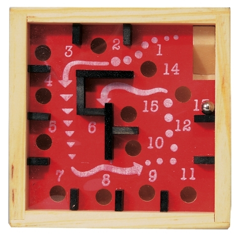 IQ-Test, wooden Labyrinth game, 9 cm, multicolour