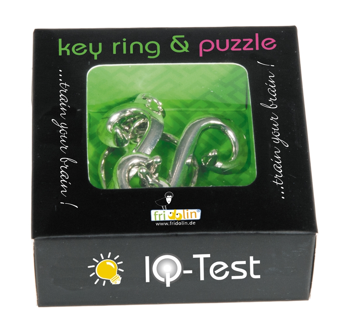 IQ-Test, key ring, Two question marks, metal