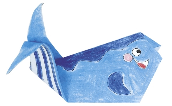 Colouring-Origami, Whales, 20 sheets, 15x15 cm