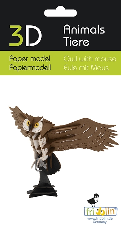 3D model, owl with mouse
