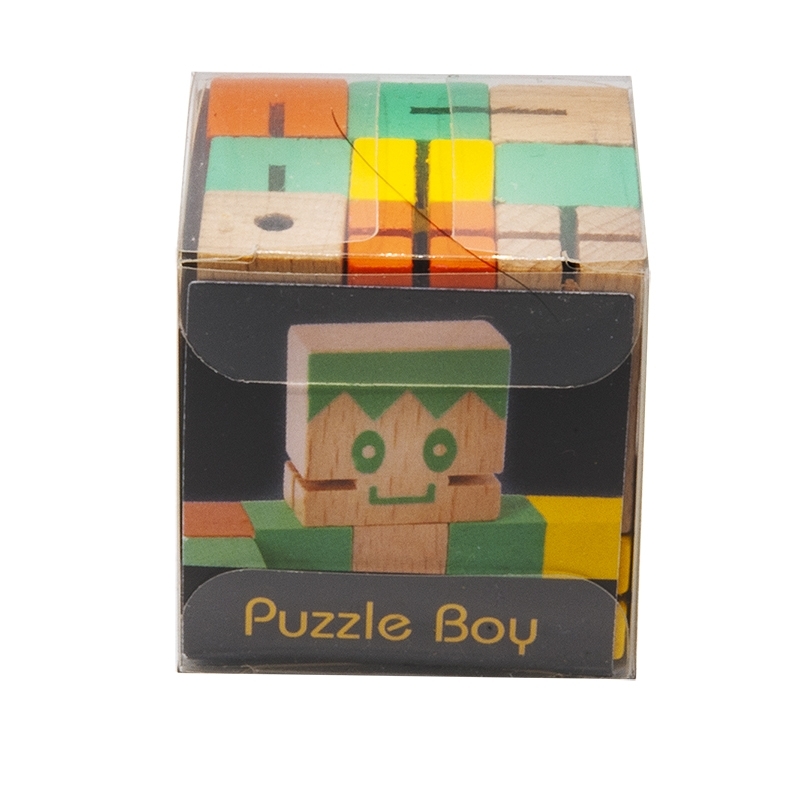 IQ-Test, Puzzle Boy 1, green, yellow, orange, wood