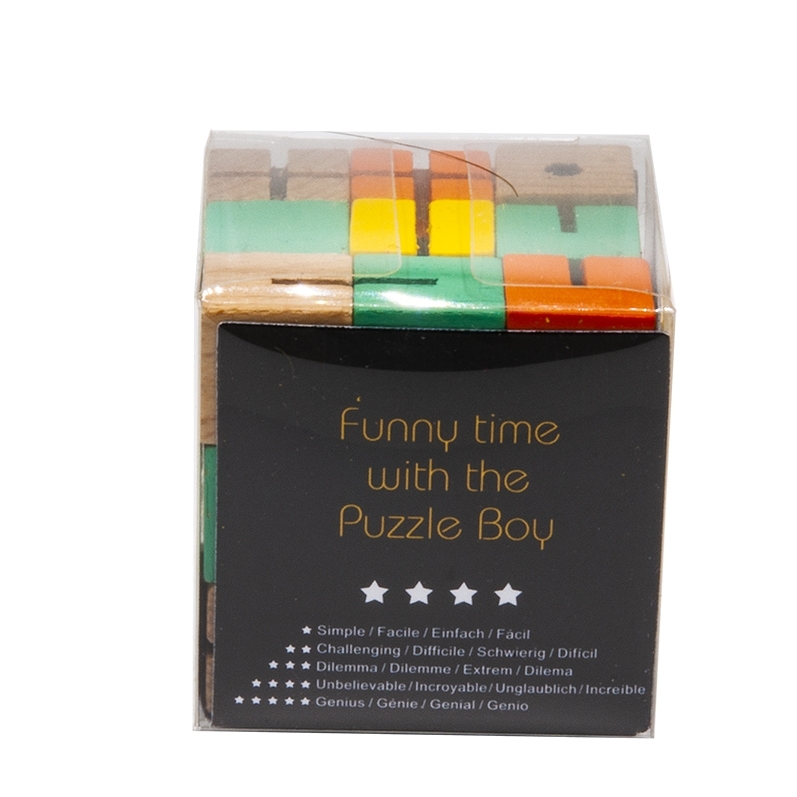 IQ-Test, Puzzle Boy 1, green, yellow, orange, wood