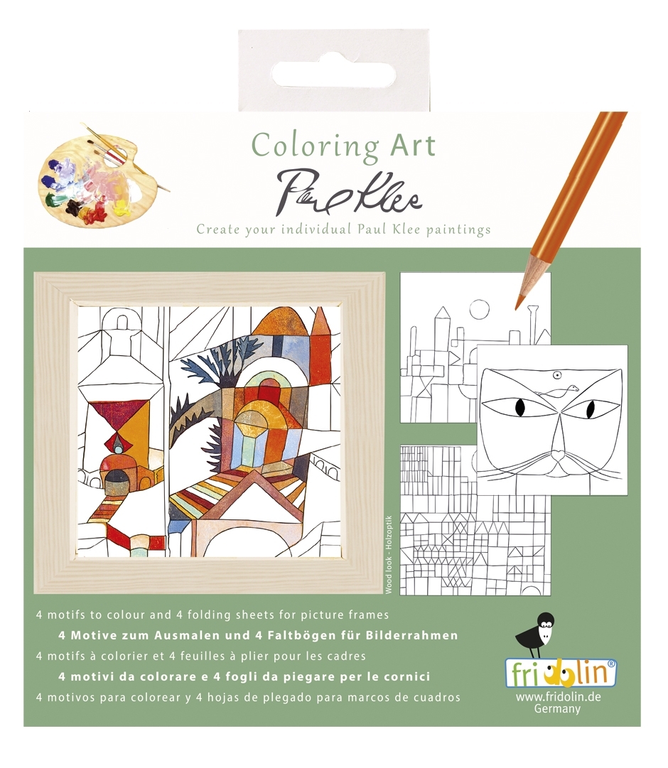 Coloring Art, Paul Klee, 4 motifs + fold. frame
