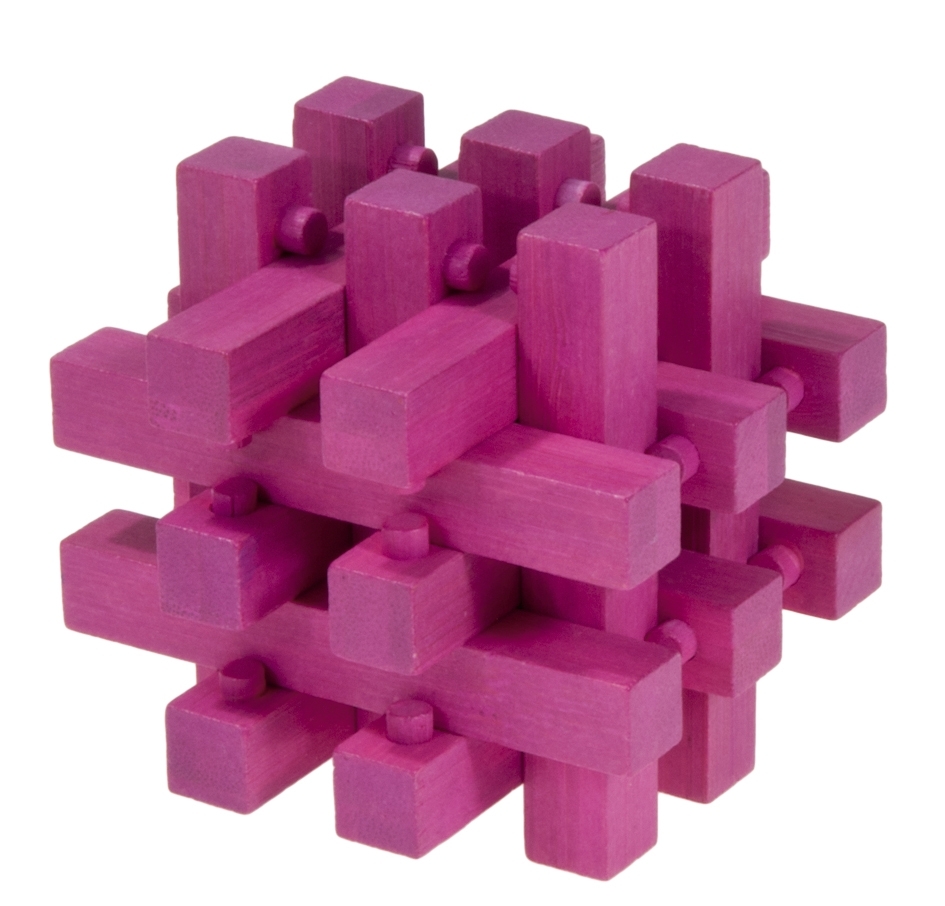 IQ-Test, bamboo puzzle, Locked, magenta