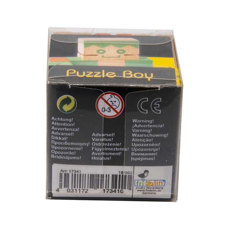 IQ-Test, Puzzle Boy 1, green, yellow, orange, wood