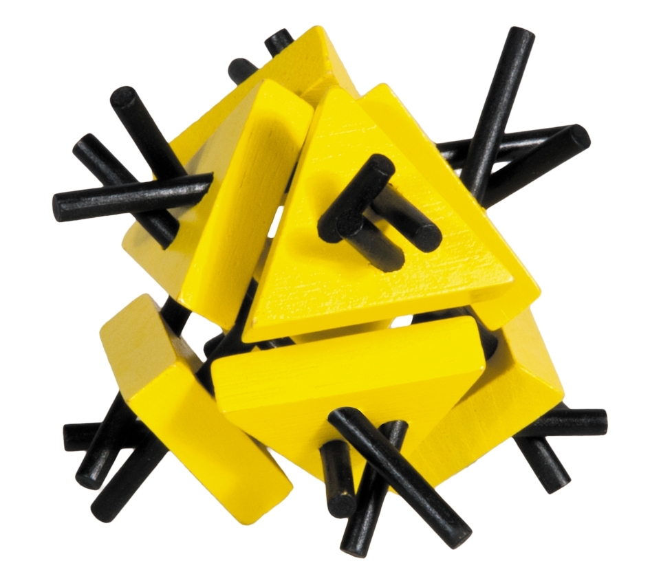 IQ-Test, bamboo puzzle, Triangles/Sticks, yell/blk