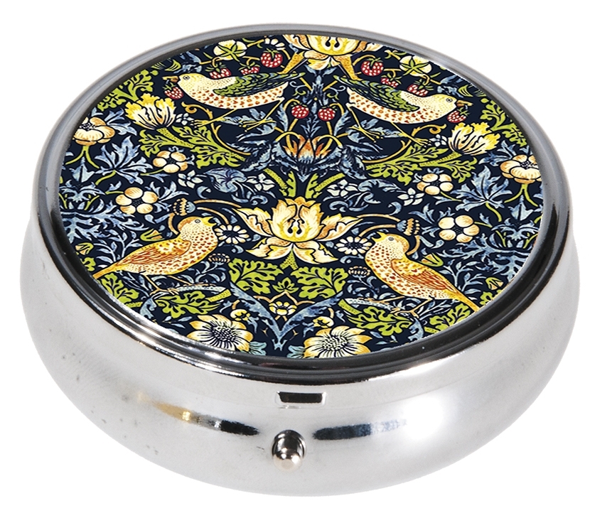 pillbox, large, round, W. Morris, Strawberry Thief