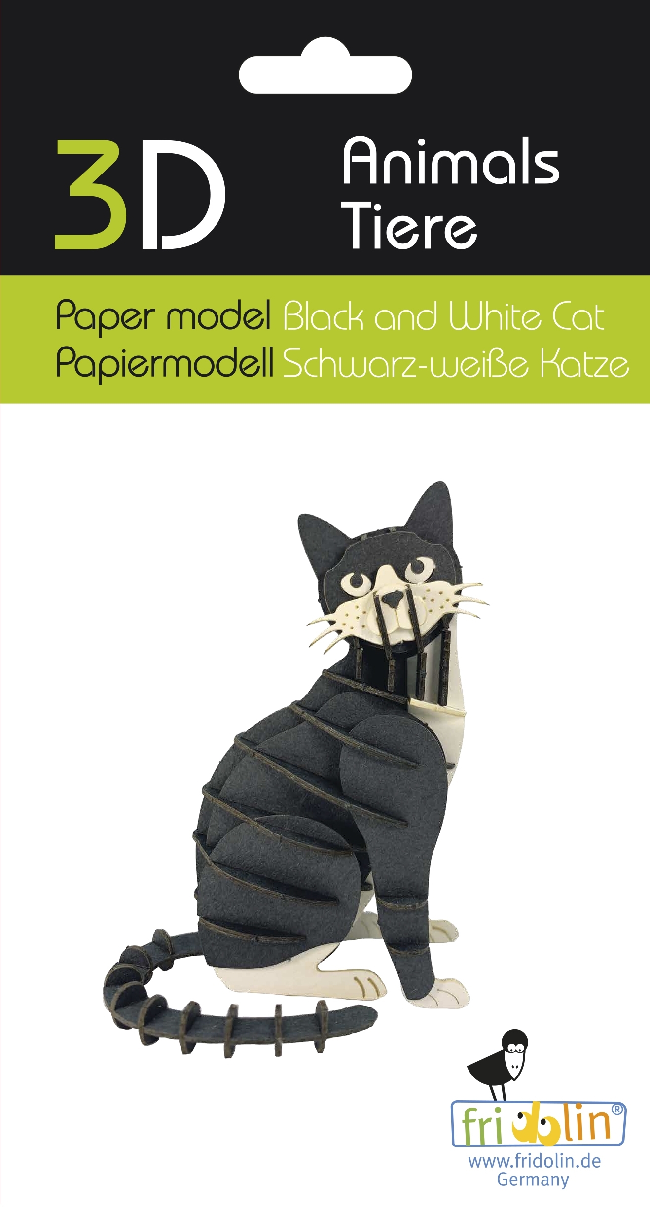 3D model, cat, black and white