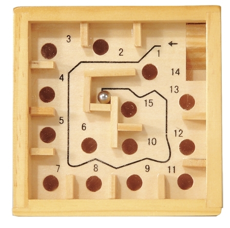 IQ-Test, Wooden labyrinth game, 9 cm, natural