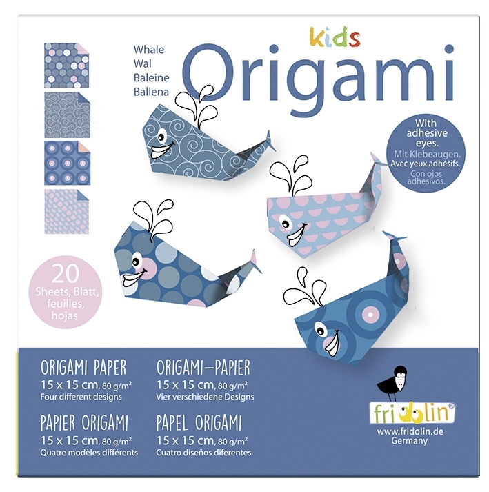 Kids-Origami, Whale 20 sheets 15x15 cm