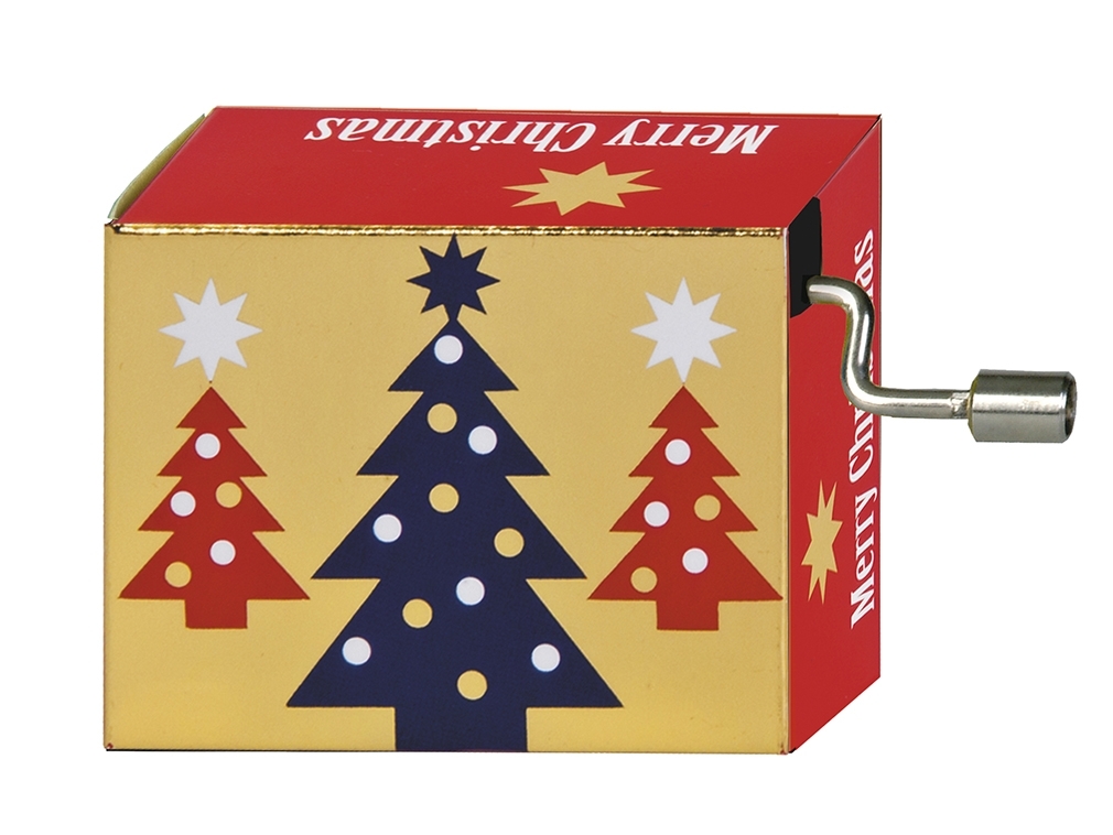 Music box, Silent Night, Christmas/Trees, gold emb
