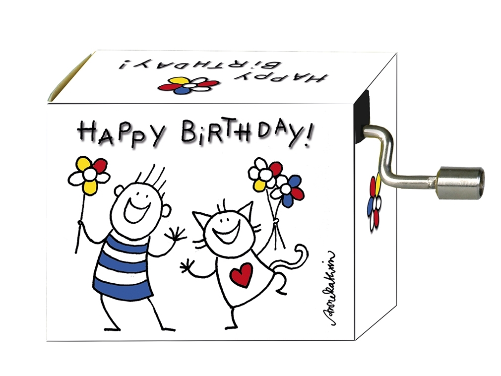 Music box, Happy Birthday, Cat & Boy