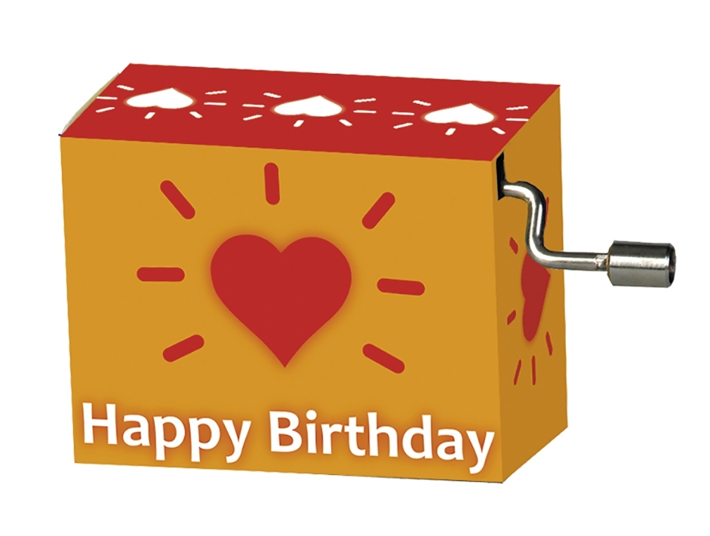 Music box, Happy Birthday, heart, orange aureola