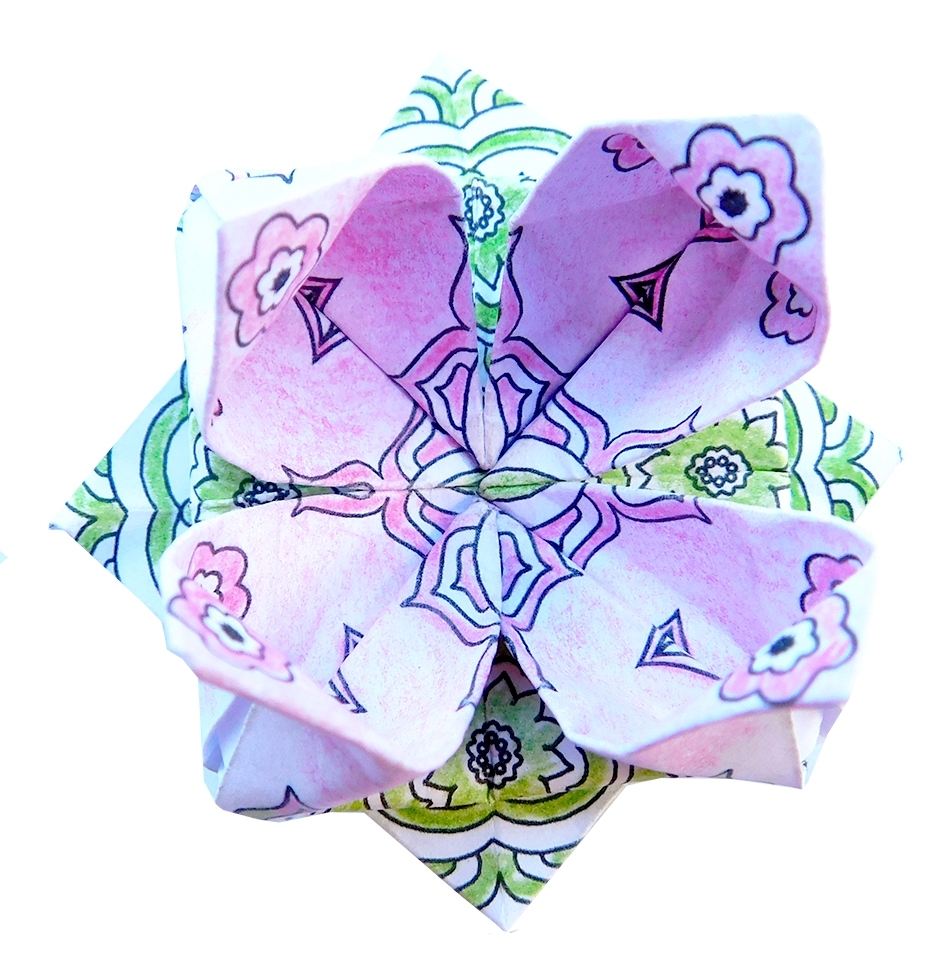 Mandala Colouring Origami, Lotus, 20 sheets, 15x15