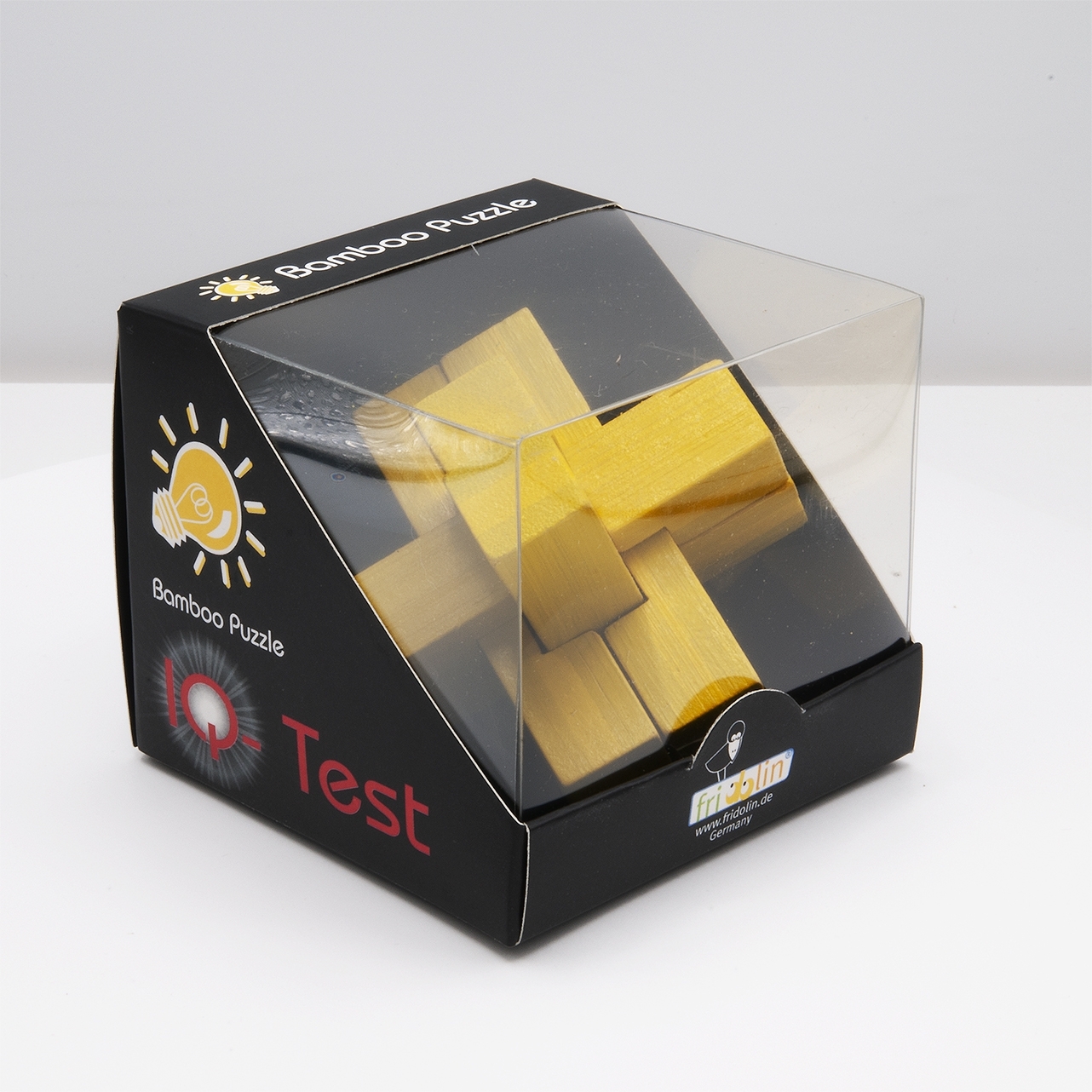 IQ-Test, bamboo puzzle, Block-Cross, yellow