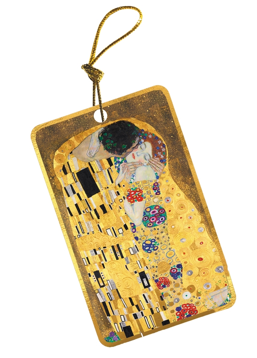 Gift Tag, Klimt, The Kiss, with gold rim, 10 pcs