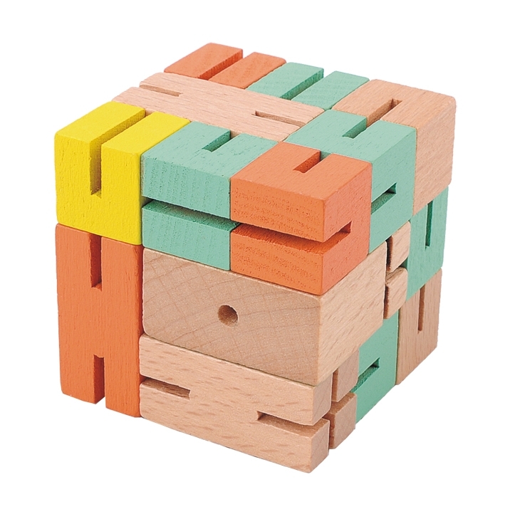 IQ-Test, Puzzle Boy 1, green, yellow, orange, wood