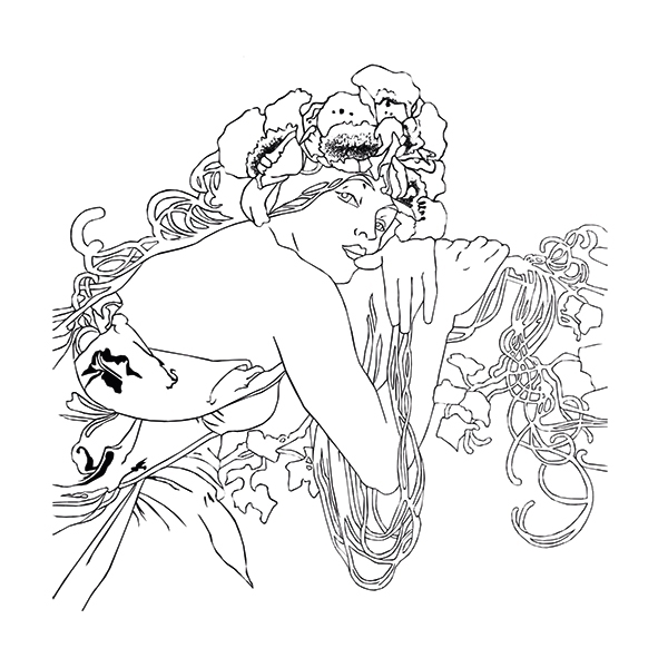 Coloring Art, Art Nouveau, 4 motifs + fold. frame