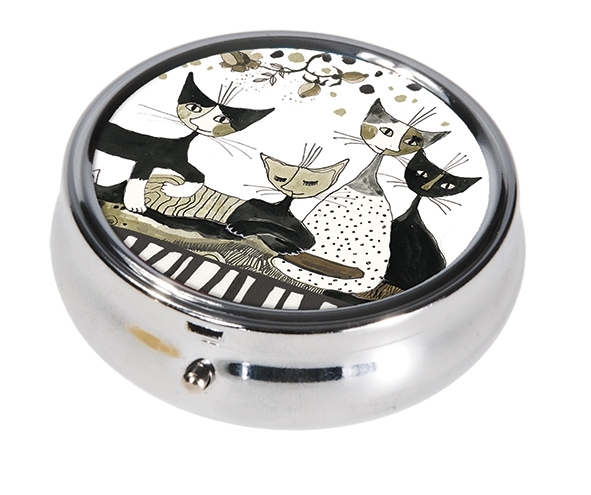 Pillbox large, round, Wachtmeister, Cats Sepia