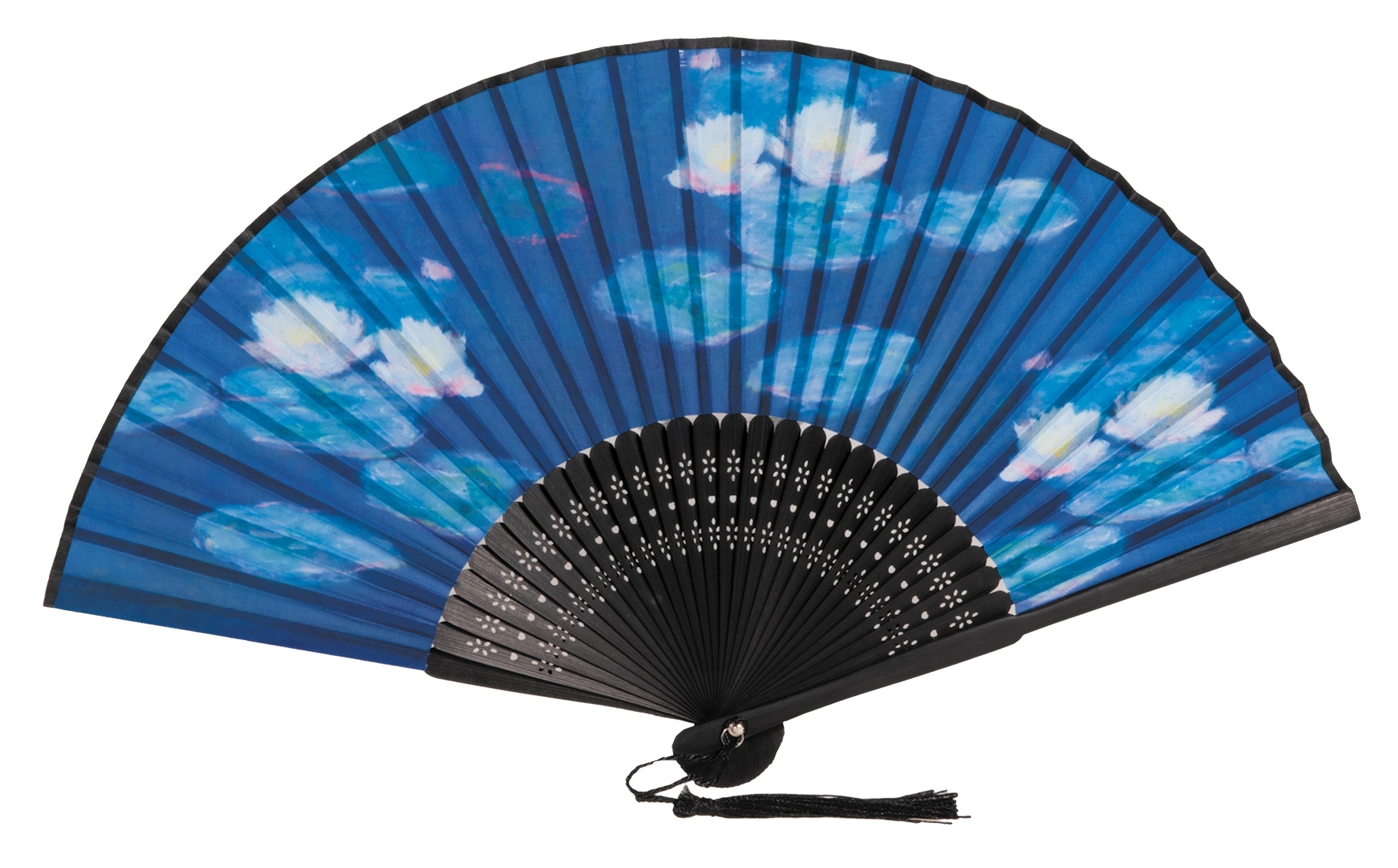Fan, Monet, Water Lilies, with bag, bamboo