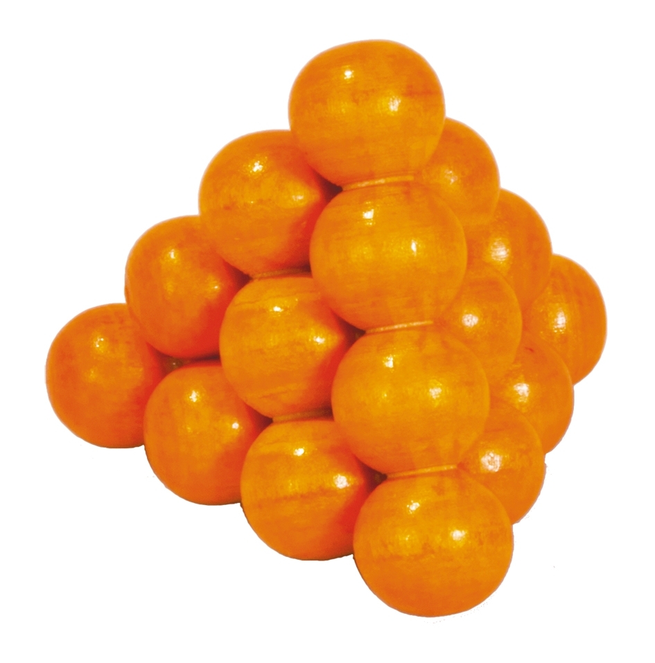 IQ-Test, Ball pyramid, orange, wooden puzzle