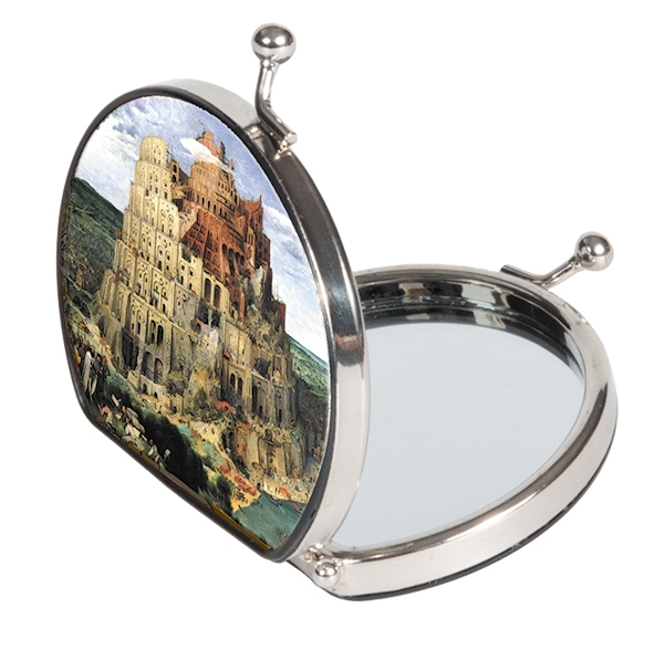 Pocket mirror, Bruegel, Tower, textile surface