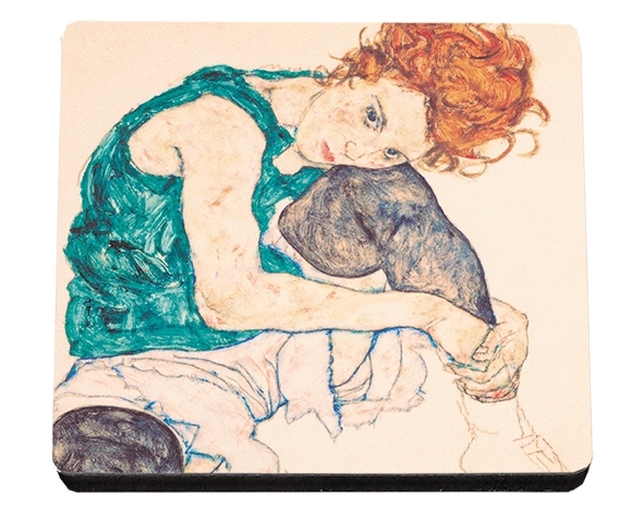 coaster, Schiele, Sitting Woman, MDF/Felt