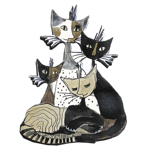 Magnet, MDF, Wachtmeister, Cats Sepia/Gruppe