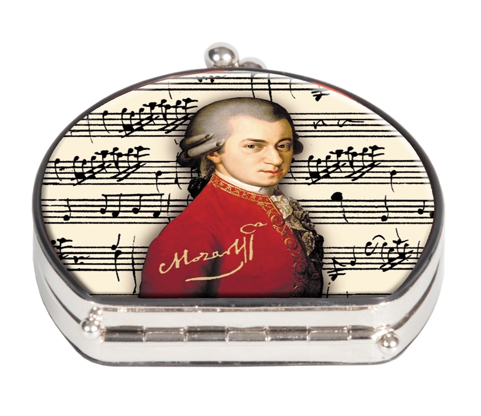 Pocket mirror, Mozart, Portrait, textile surface