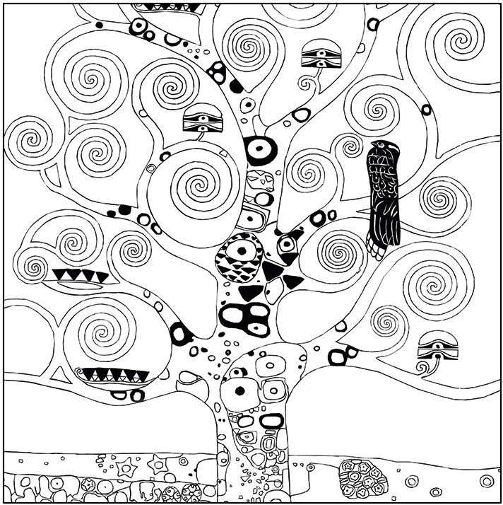 Coloring Art, Klimt, 4 motifs + folding frames