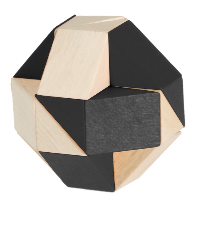 IQ-Test, Wooden Triangle-Snake-Puzzle, natur/black