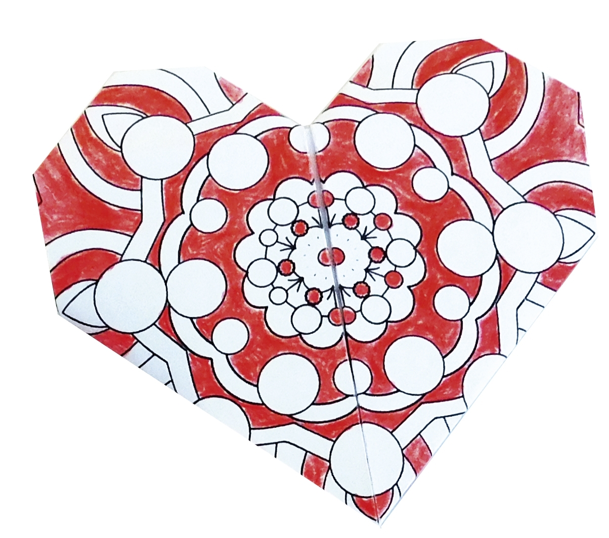 Mandala Colouring Origami, heart, 20 sheets, 15x15