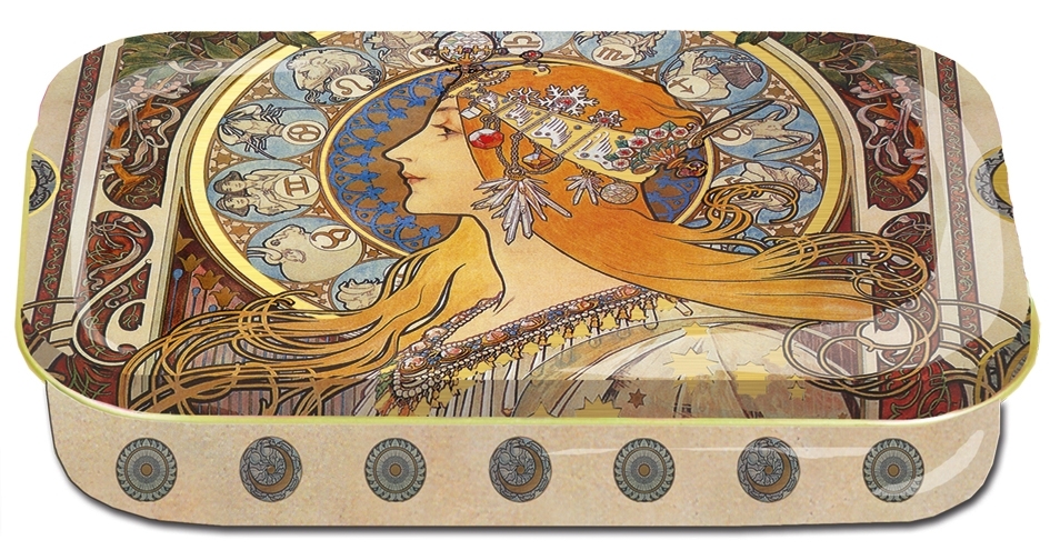 art box, Art Nouveau, Zodiac, metal