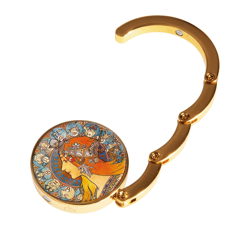 Bag hanger, Art Nouveau, Zodiac, gold