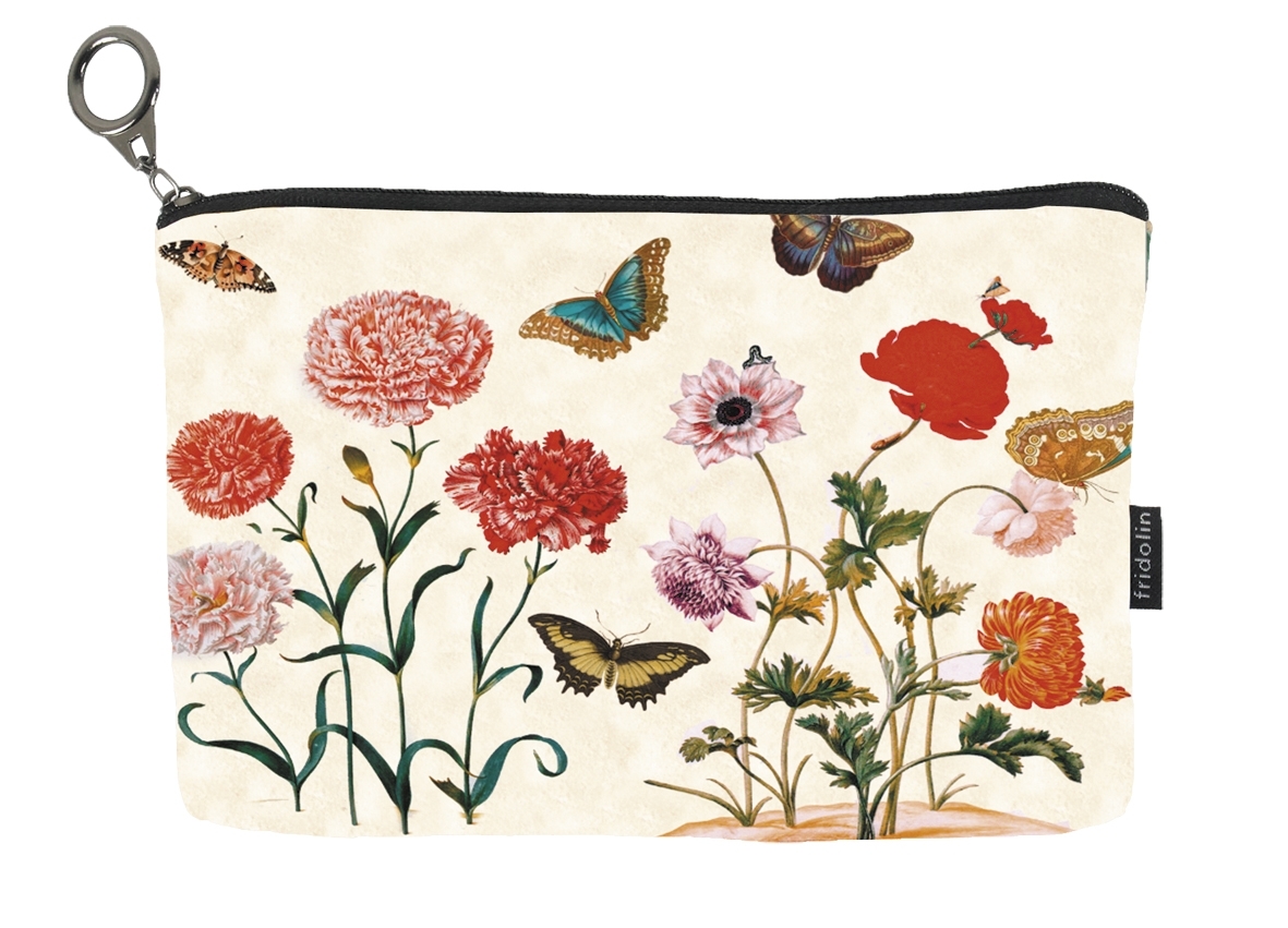cosmetic bag, Merian, Flowers
