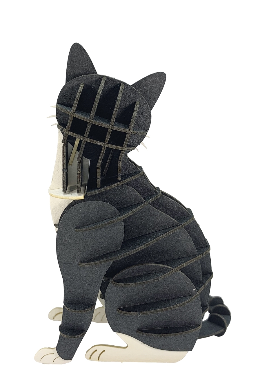 3D model, cat, black and white