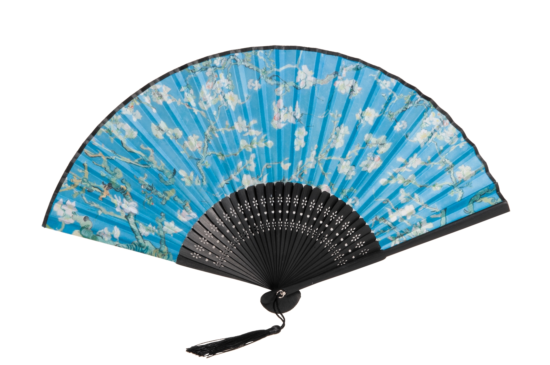 Fan, Van Gogh, Almond Blossom. with bag, bamboo