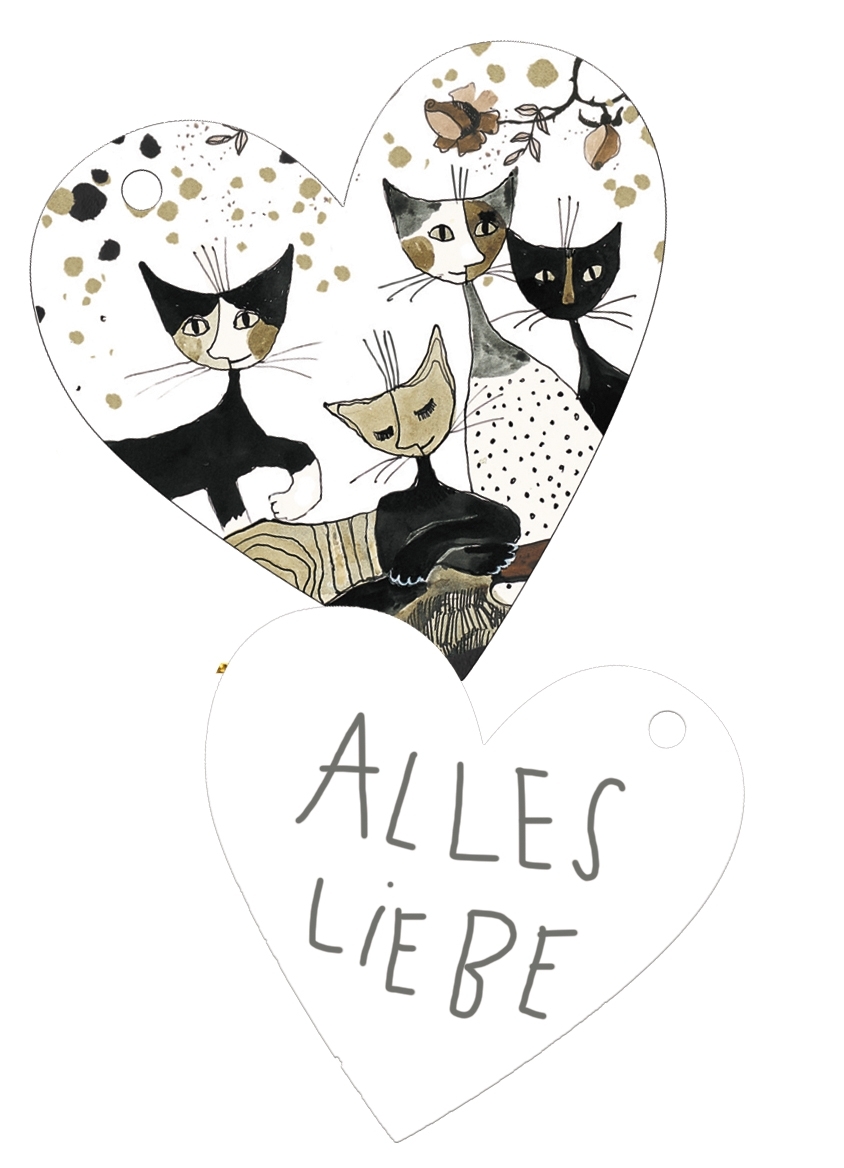 Gift Tag, Rosina Wachtmeister, Cats sepia, 10 pc