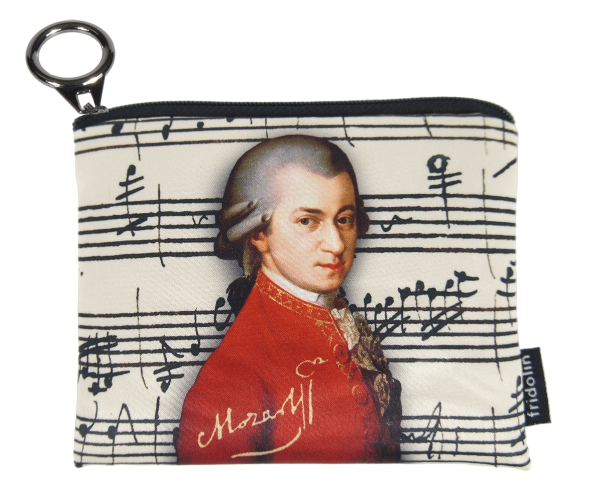 mini purse with zip, Mozart, Protrait