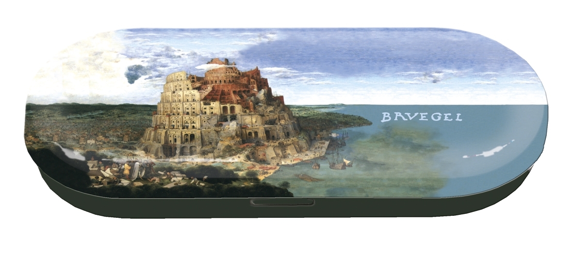 Spectacle case, Bruegel, Tower of Babel, metal