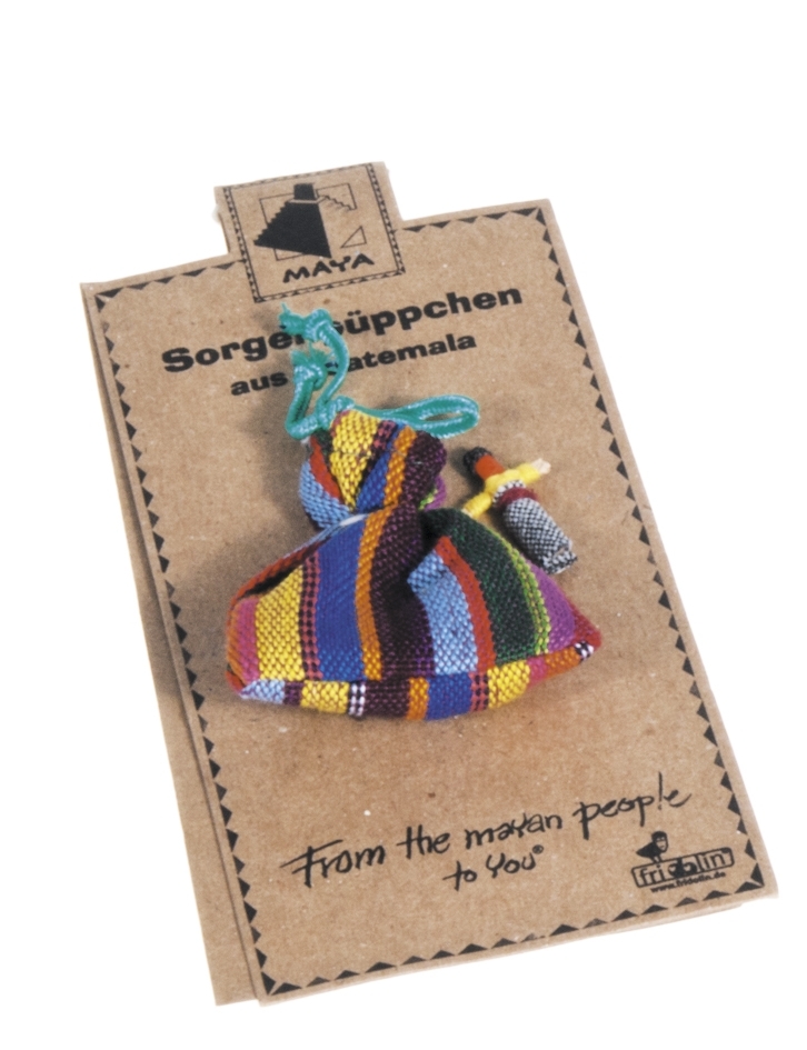 Worry dolls, sachet on card, approx. 2,5 cm