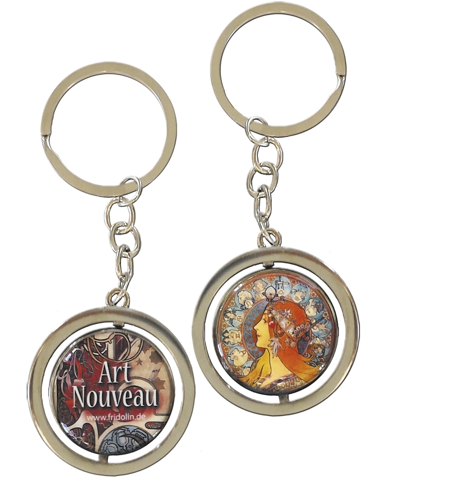art keyring, two-sided, Art Nouveau, Zodiac