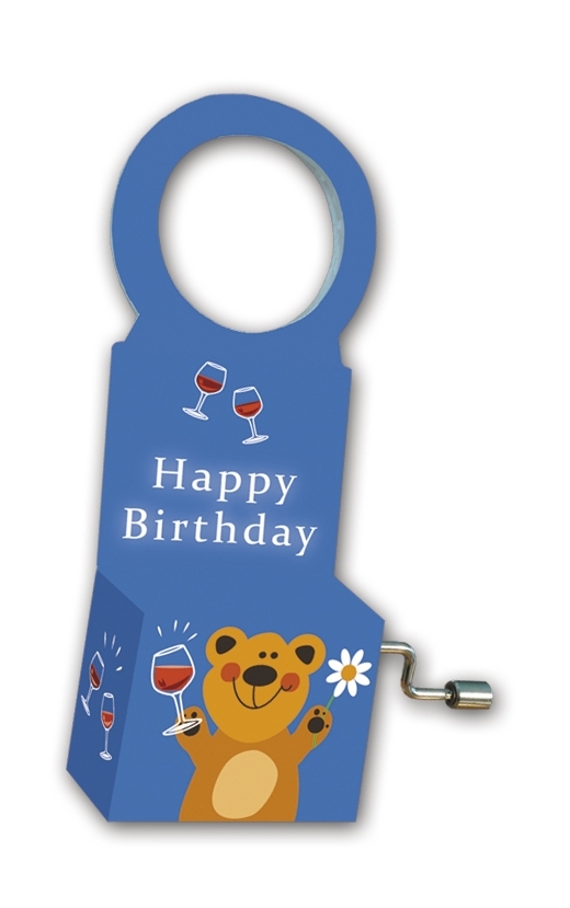 Bottle music,  Happy Birthday, Bear with Flower