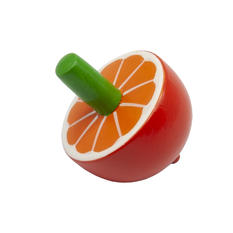 Wooden spinning top, Fruits, Orange